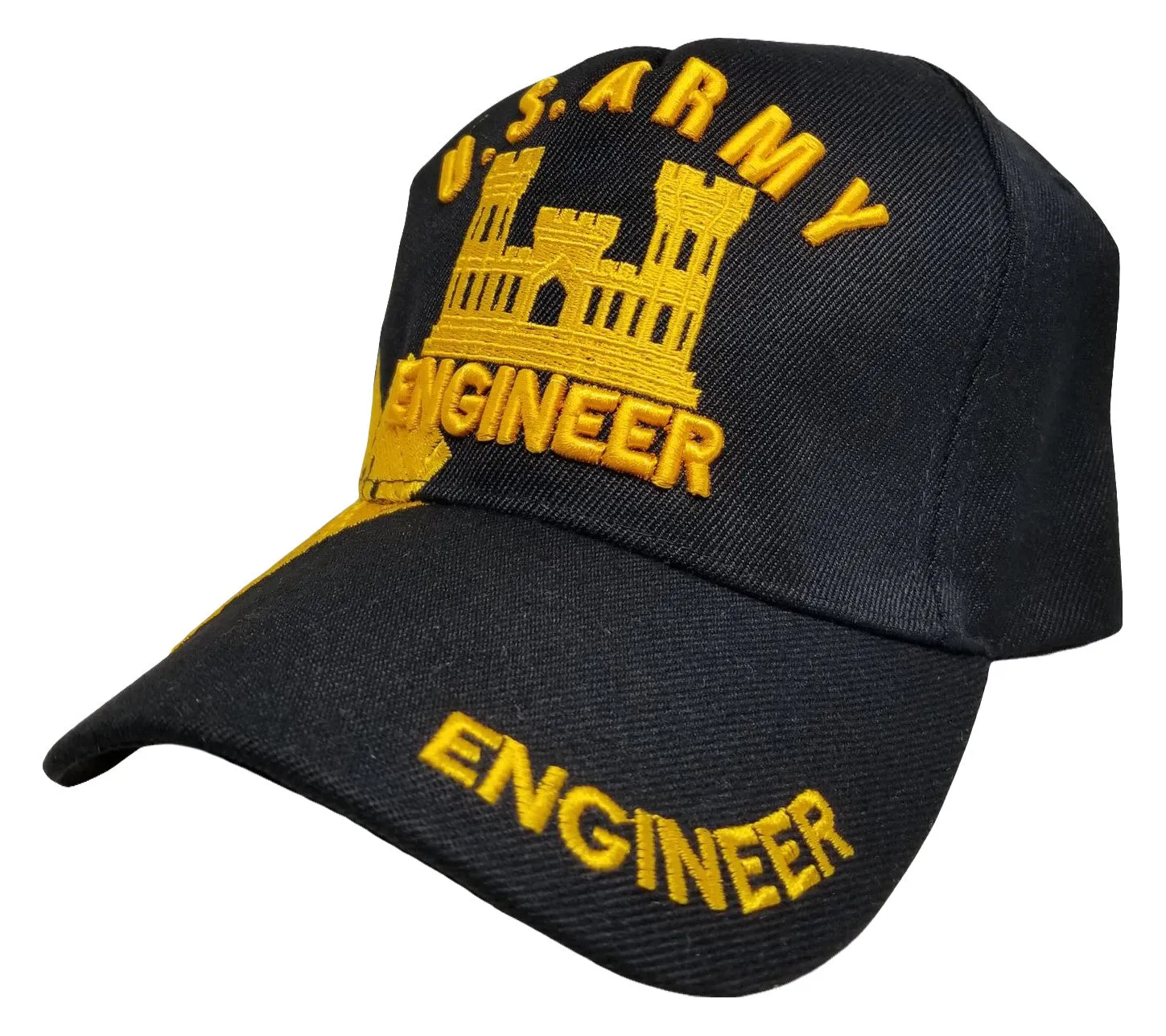 Army Engineer Baseball Cap, Black U.S. Military Hat, Embroidered, Officially Licensed