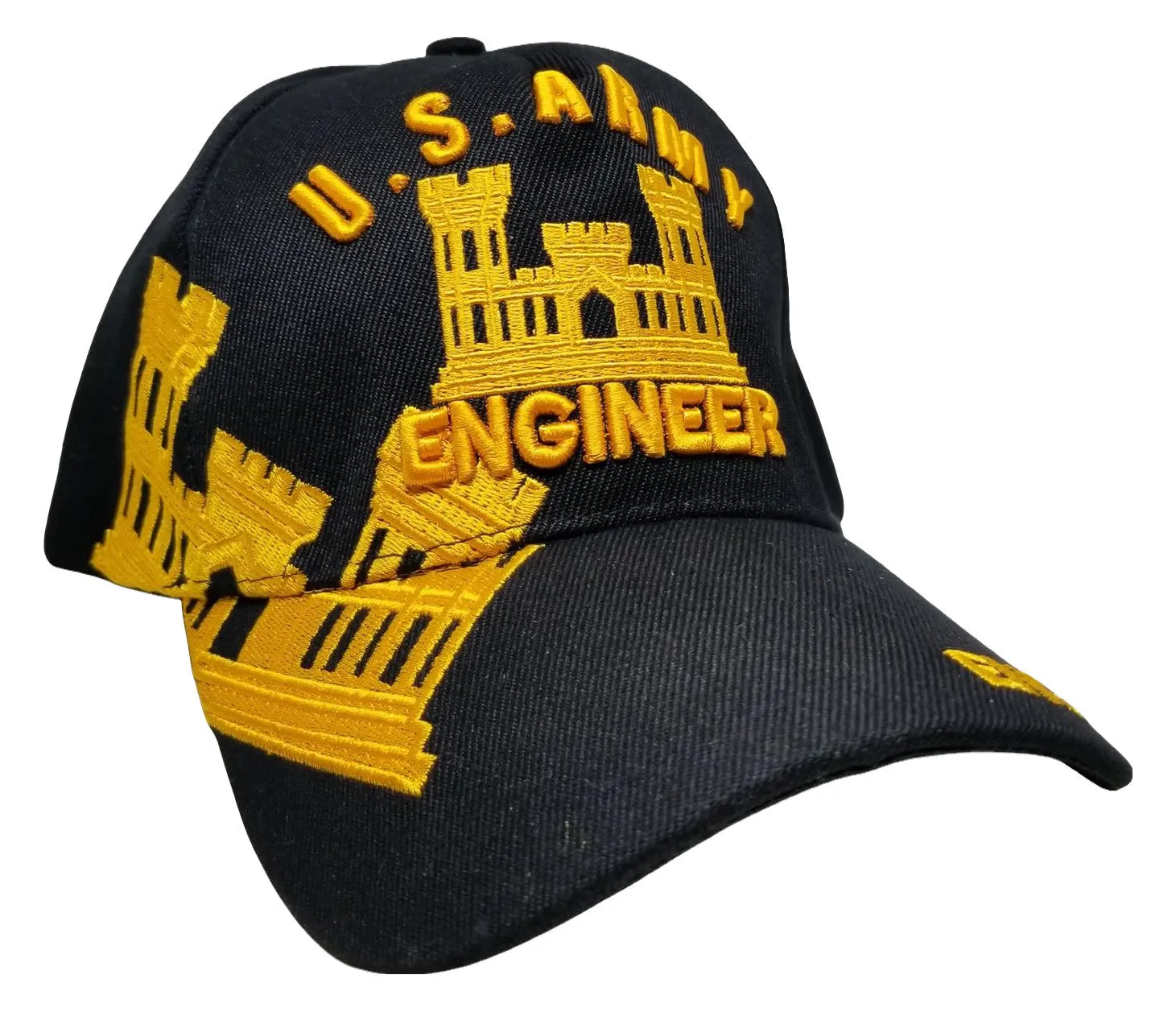 Army Engineer Baseball Cap, Black U.S. Military Hat, Embroidered, Officially Licensed