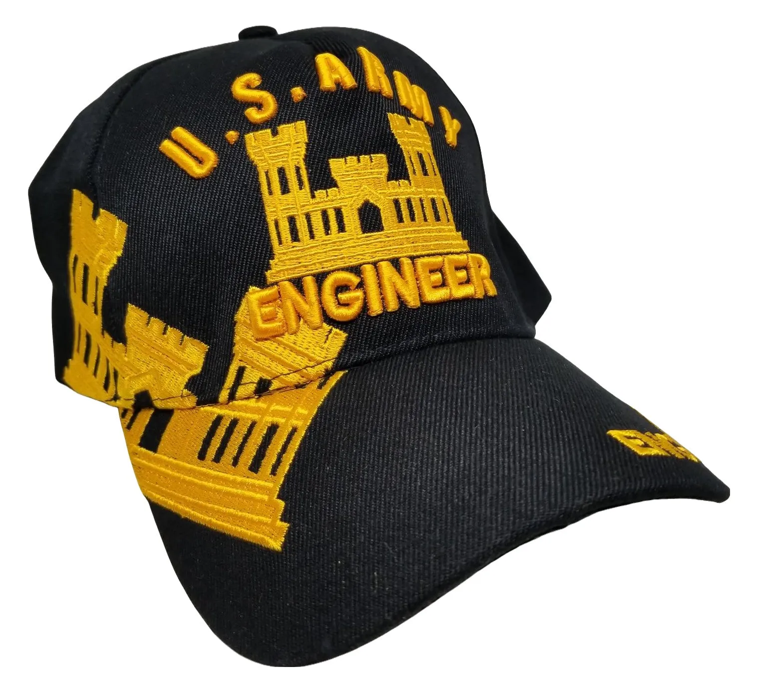 Army Engineer Baseball Cap, Black U.S. Military Hat, Embroidered, Officially Licensed