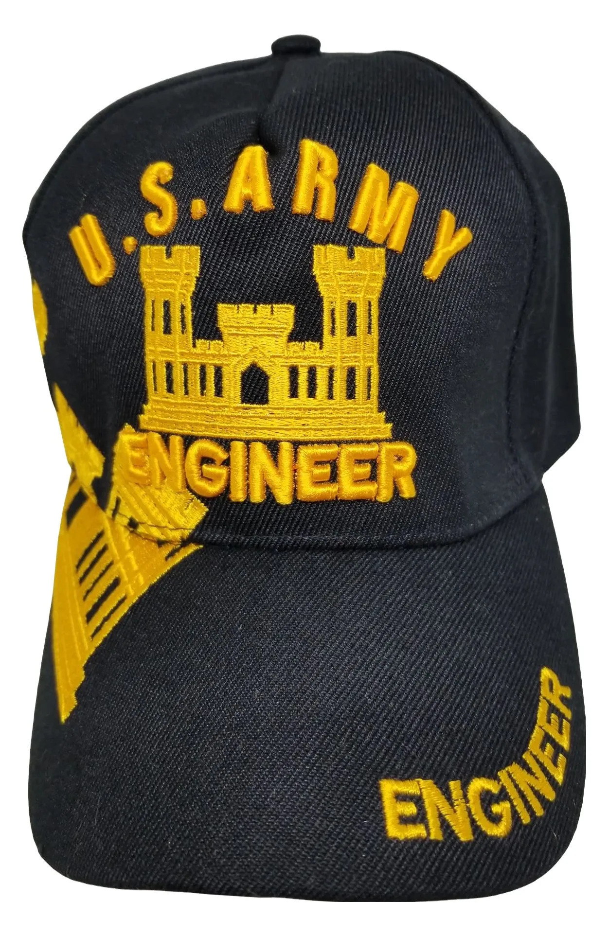 Army Engineer Baseball Cap, Black U.S. Military Hat, Embroidered, Officially Licensed
