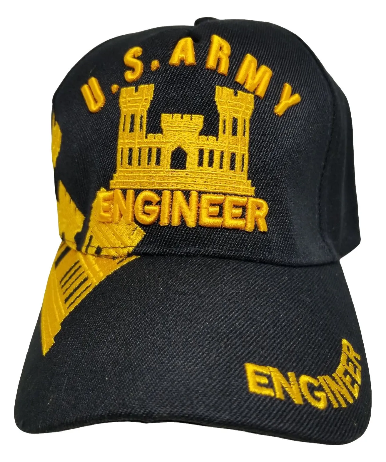 Army Engineer Baseball Cap, Black U.S. Military Hat, Embroidered, Officially Licensed