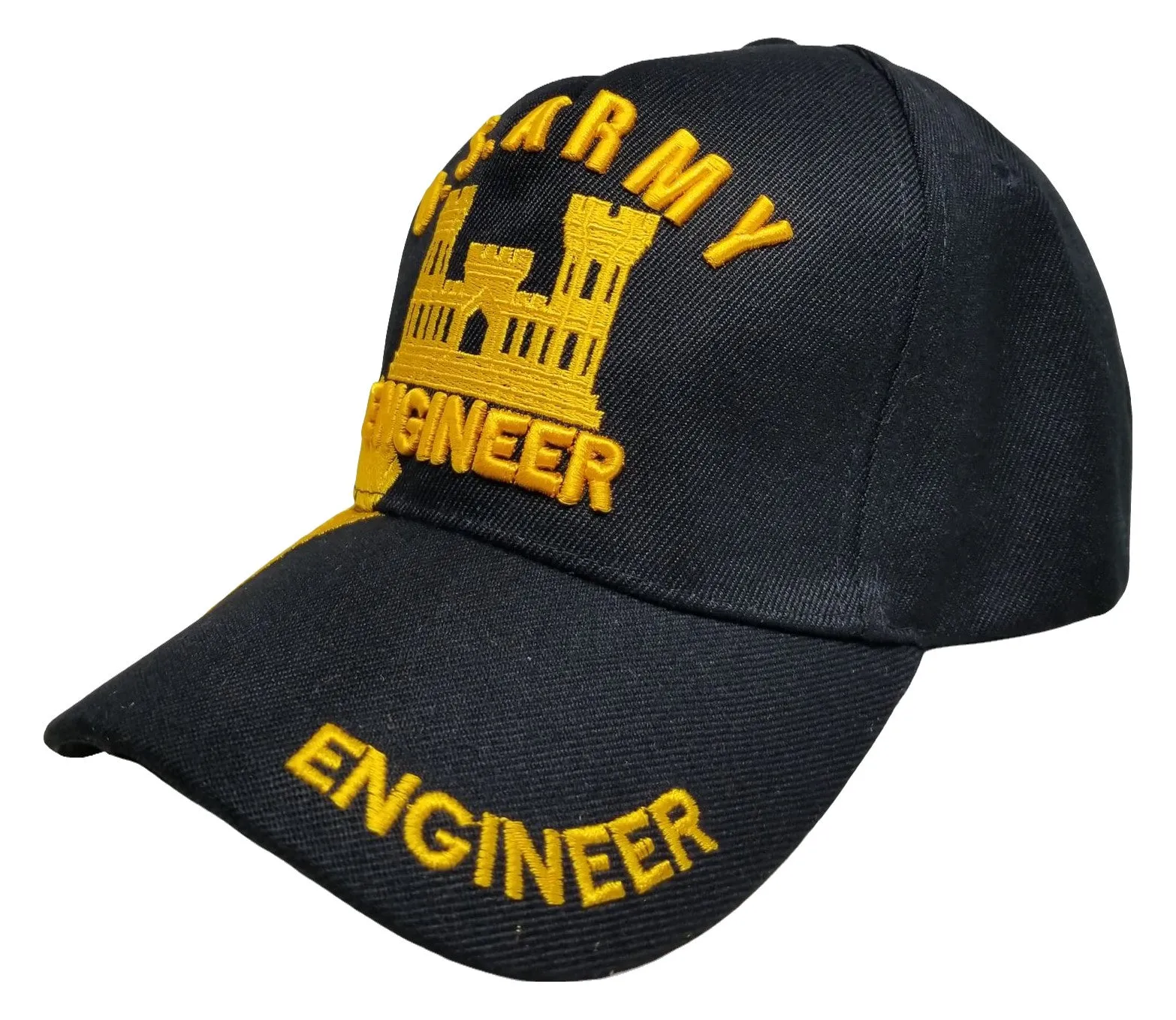 Army Engineer Baseball Cap, Black U.S. Military Hat, Embroidered, Officially Licensed