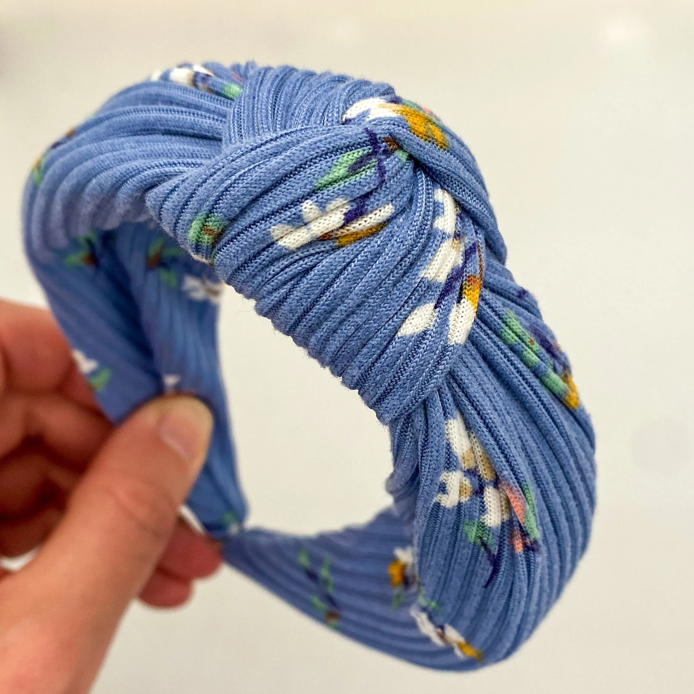 Azure Blooms Top Knot Headband