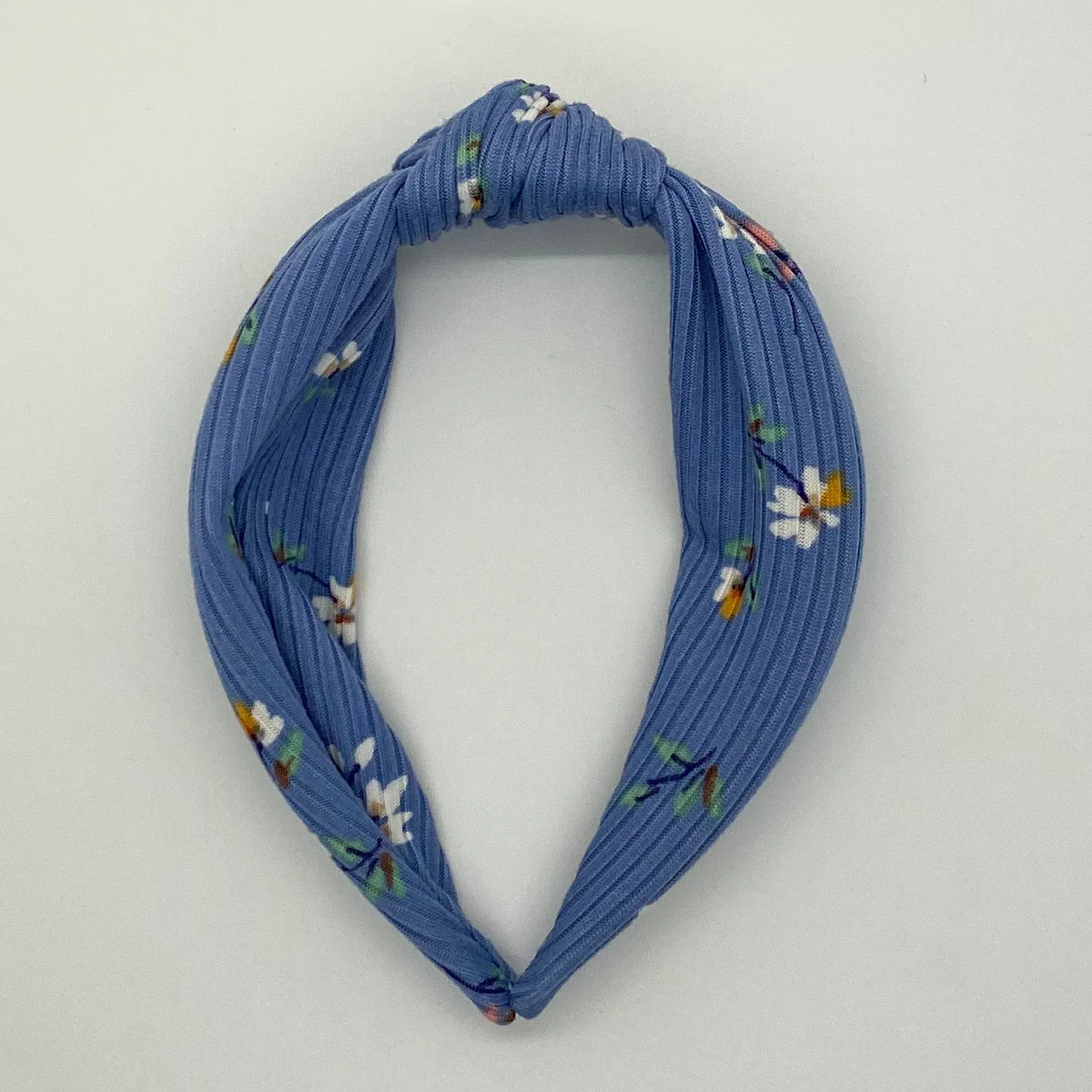 Azure Blooms Top Knot Headband