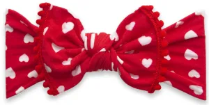 Baby Bling Luv Ya w/Red Pom Trim Printed Knot Headband