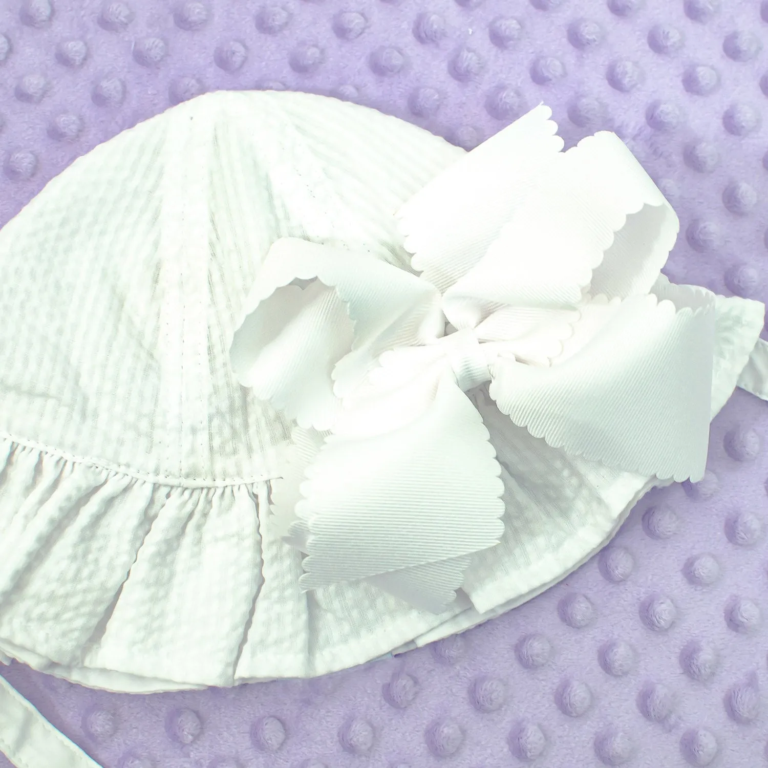 Baby Girl Toddler Seersucker Sun Hat - 2 Colors - Add A Bow