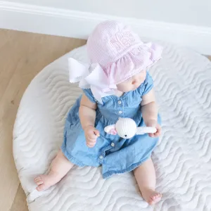 Baby Girl Toddler Seersucker Sun Hat - 2 Colors - Add A Bow