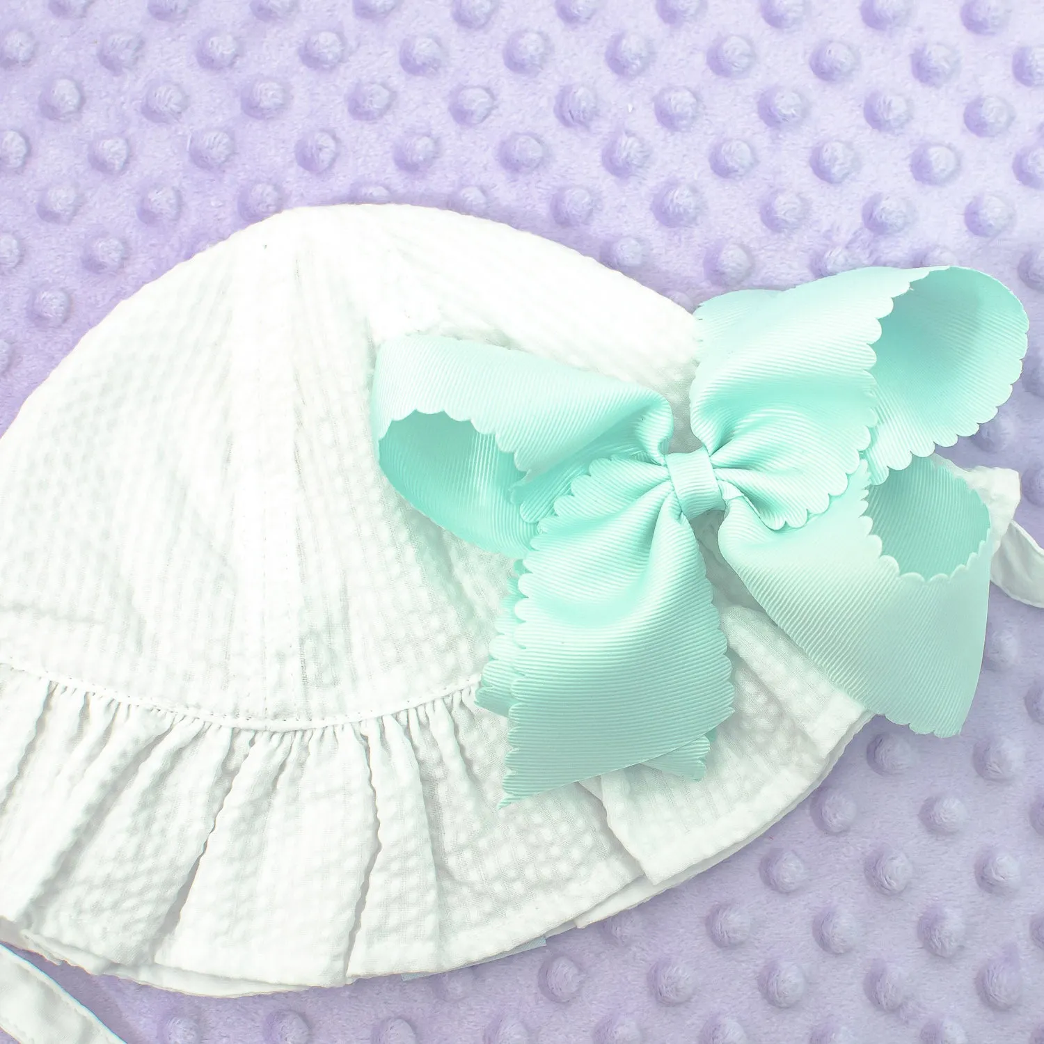 Baby Girl Toddler Seersucker Sun Hat - 2 Colors - Add A Bow