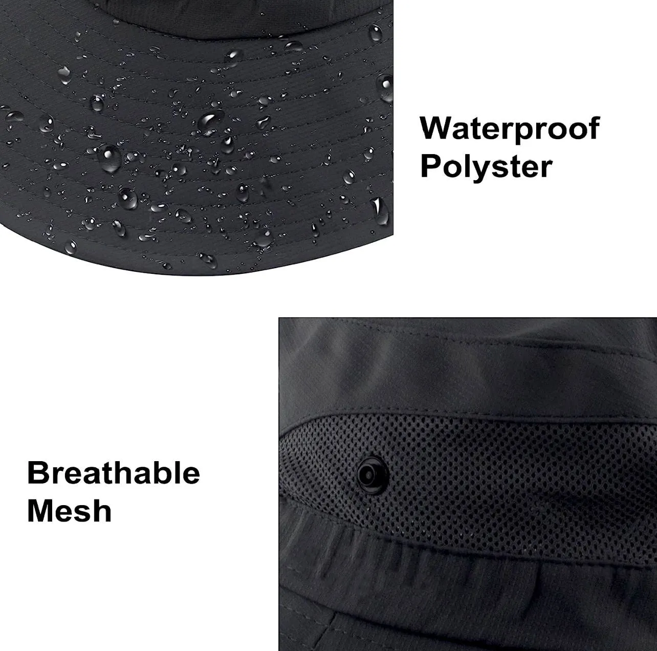 BLACK Unisex Wide Brim Hat