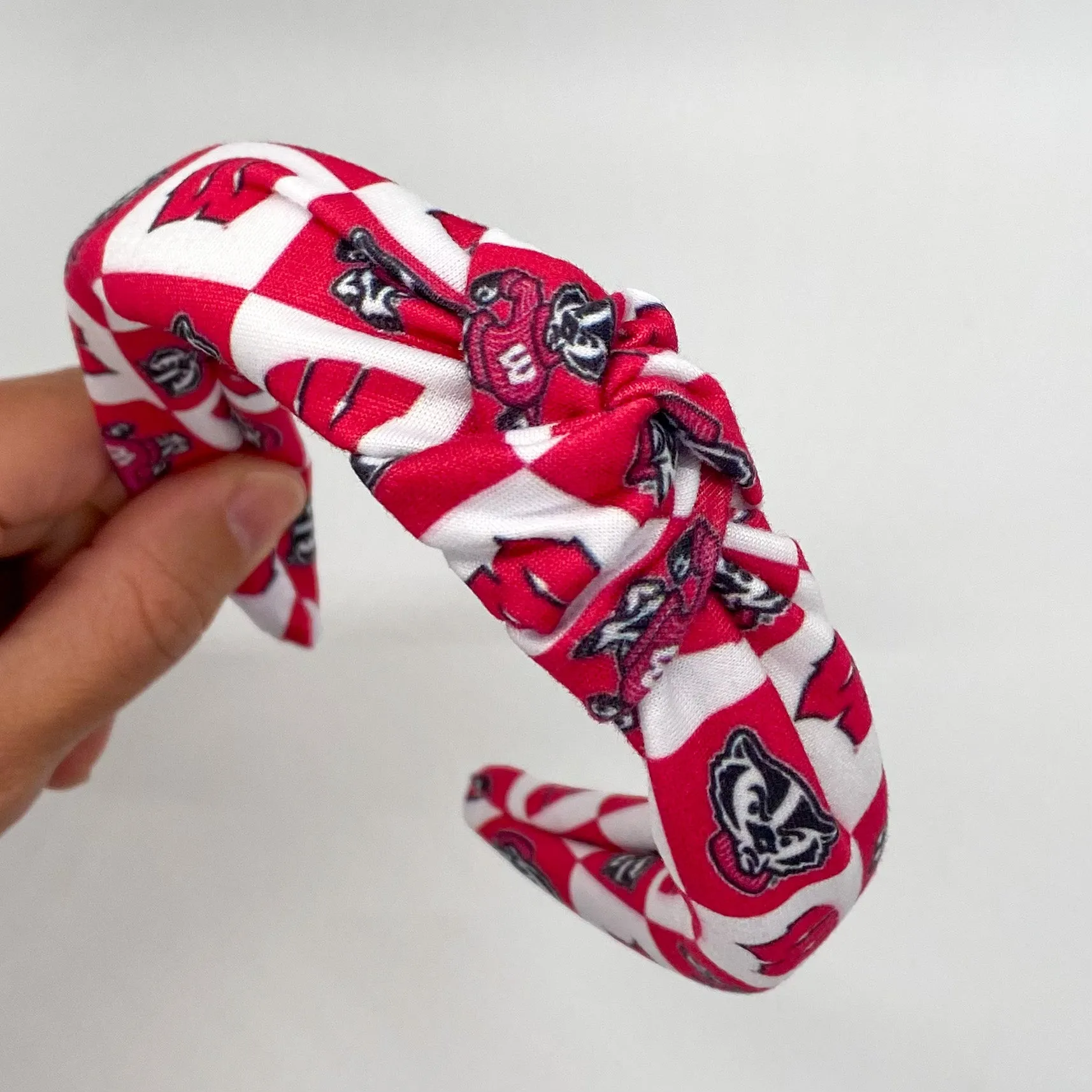 Checkered Badgers Top Knot Headband