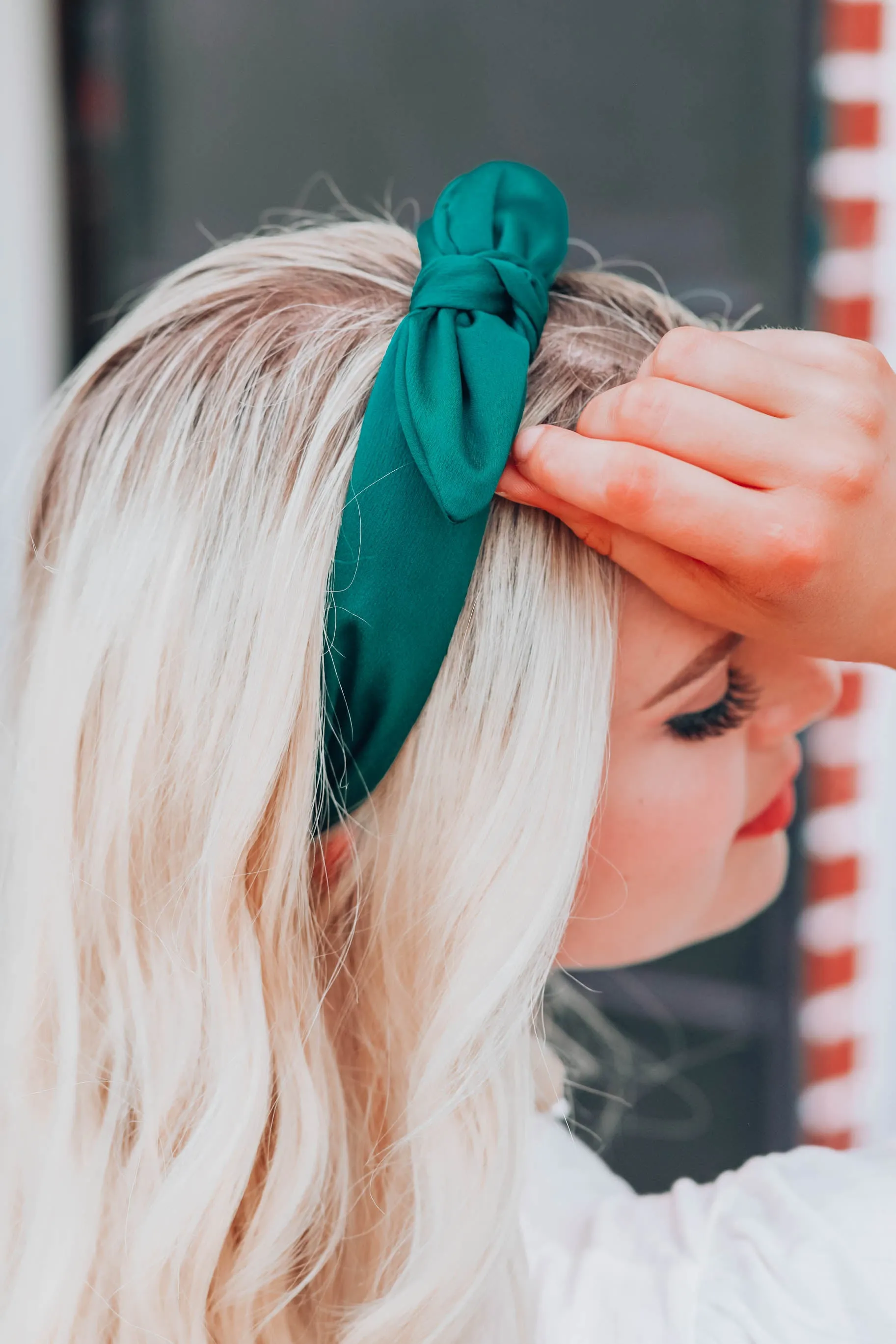 East Sider Knotted Bow Headband - Green