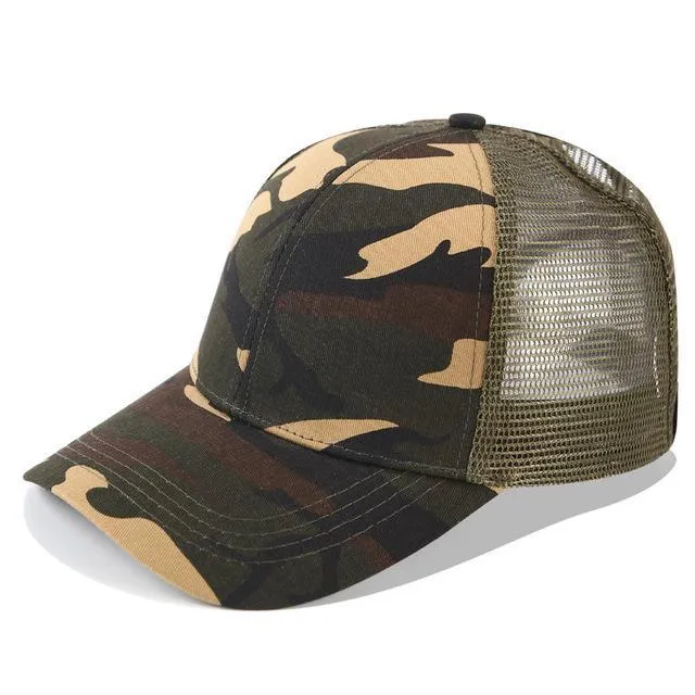 Glitter and Plain Women's Mesh Ponytail Cap