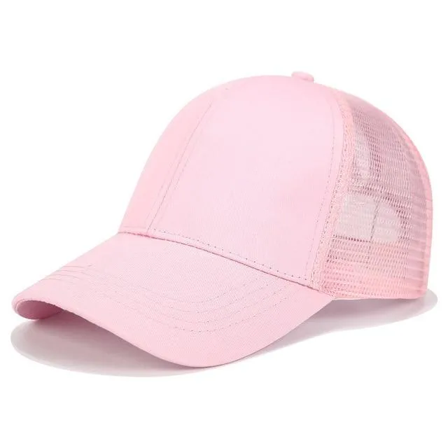 Glitter and Plain Women's Mesh Ponytail Cap