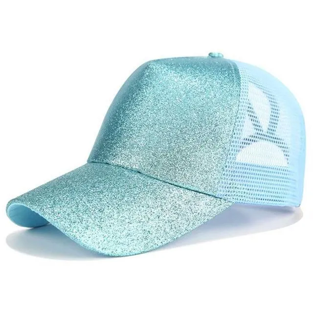 Glitter and Plain Women's Mesh Ponytail Cap