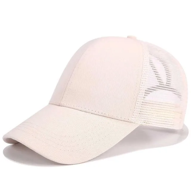 Glitter and Plain Women's Mesh Ponytail Cap