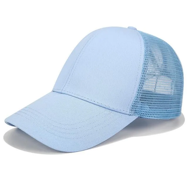 Glitter and Plain Women's Mesh Ponytail Cap