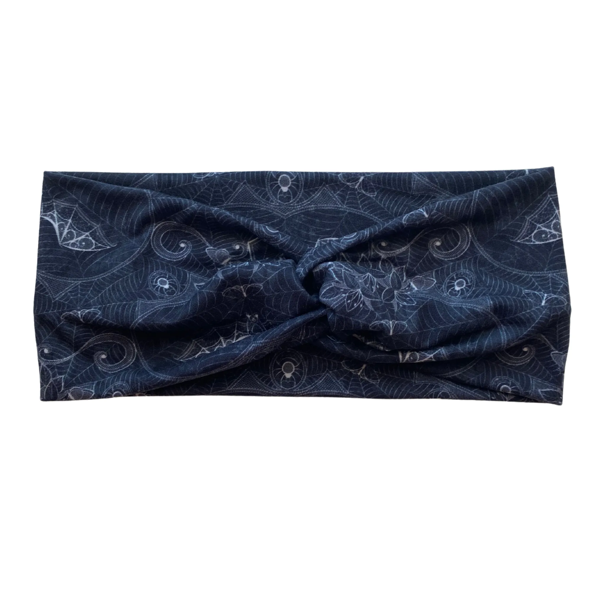 Gothic Lace Bats on Black Matte Faux Knot Headband