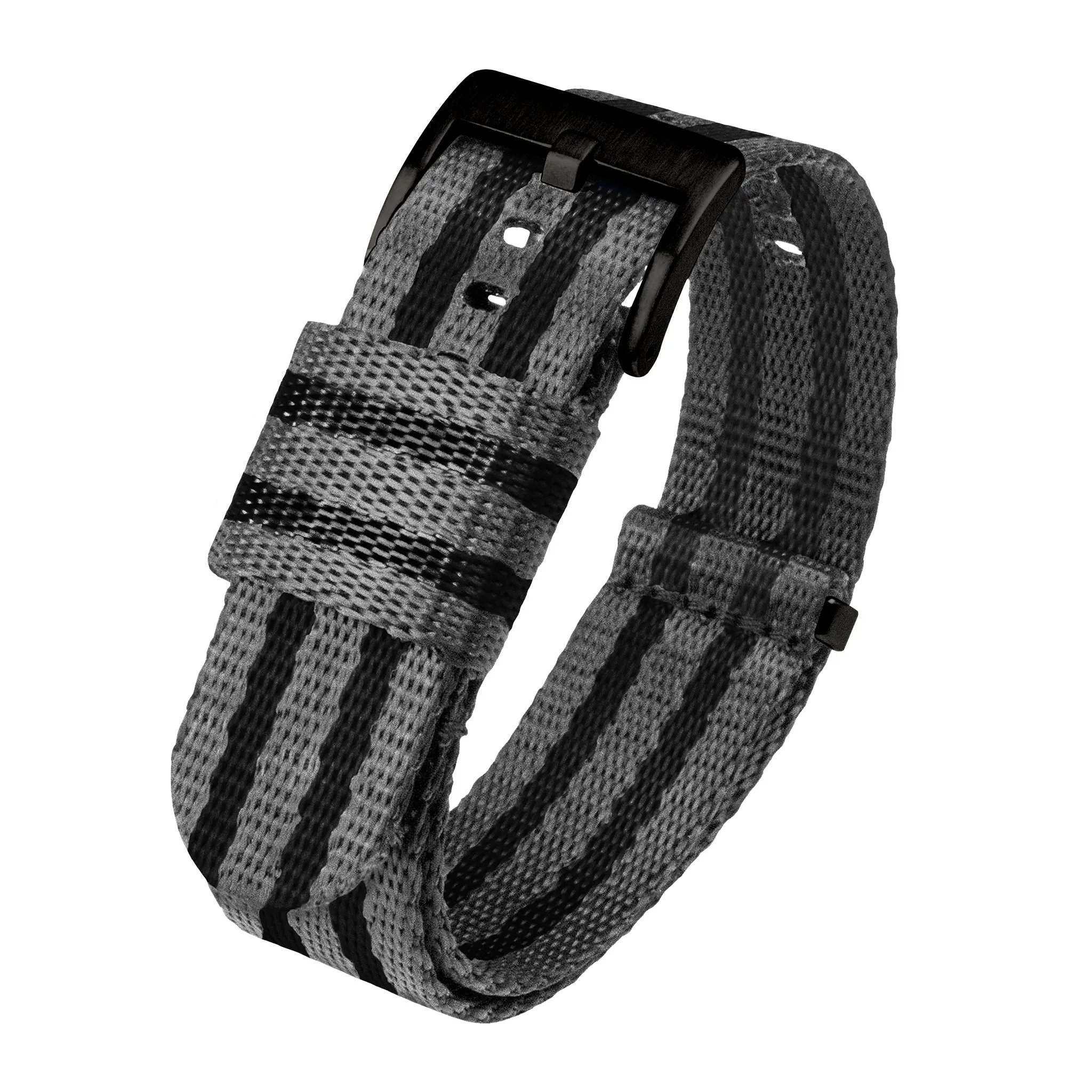 Grey With Black Stripes Elite Nylon NATO® style Watch Band