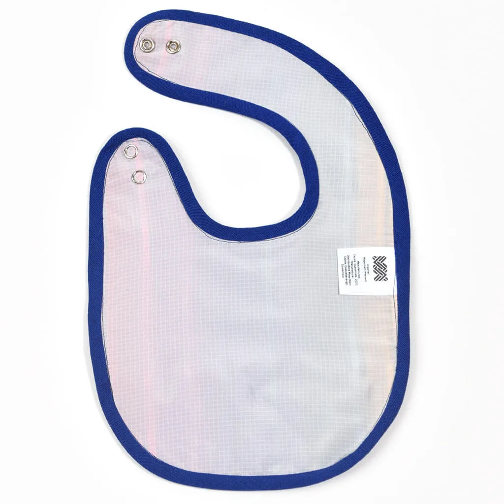 Hand Woven Baby Bib | Blue Rainbow Stripe