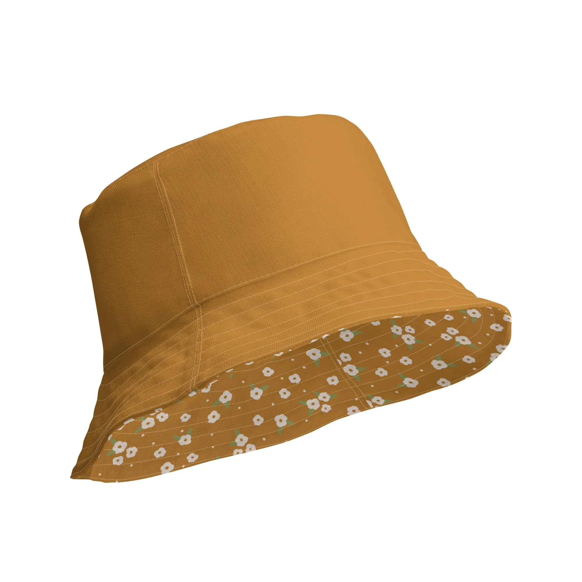 Handmade Field of Gold Floral Reversible Bucket Hat