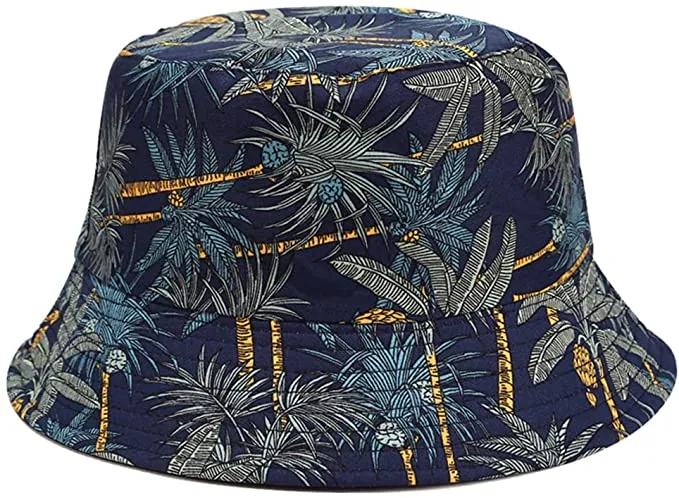 Joylife Tropical Bucket Hat Coconut Tree Print Fisherman Cap Hawaii Packable Reversible Sun Hats for Women, Men, one size