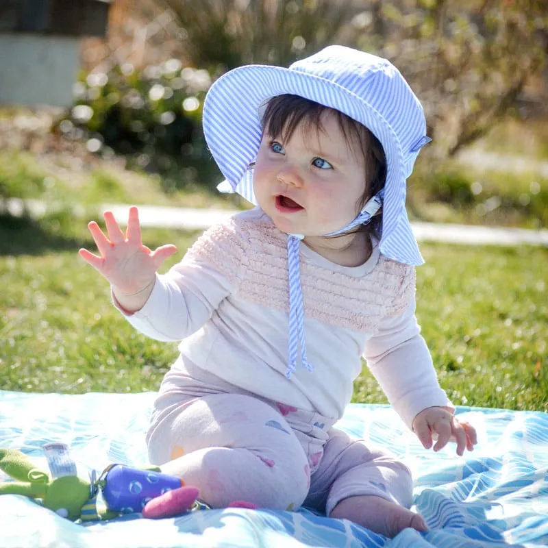 Kids Cotton Floppy Hats - Blue Stripes