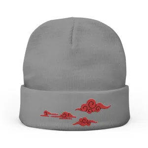 Lil’ Red Clouds - Knit Beanie (Embroidery)