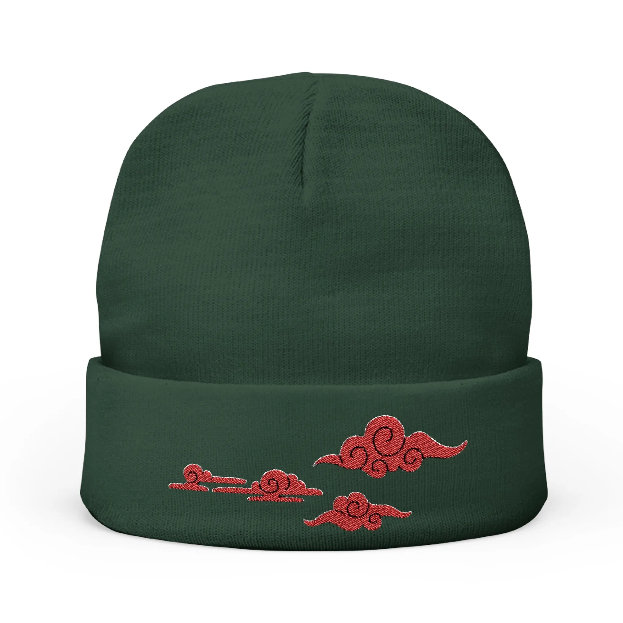 Lil’ Red Clouds - Knit Beanie (Embroidery)