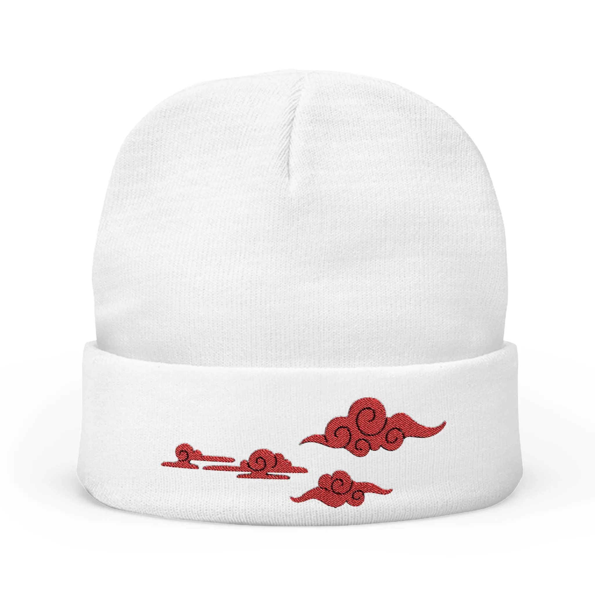 Lil’ Red Clouds - Knit Beanie (Embroidery)