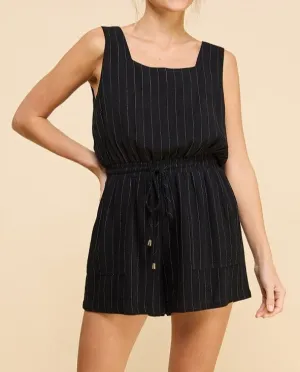 Linen Blend Square Neck Romper