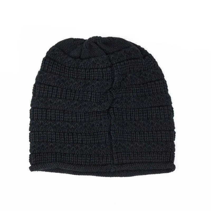 Men Women Knitted Beanie Black Winter Ski