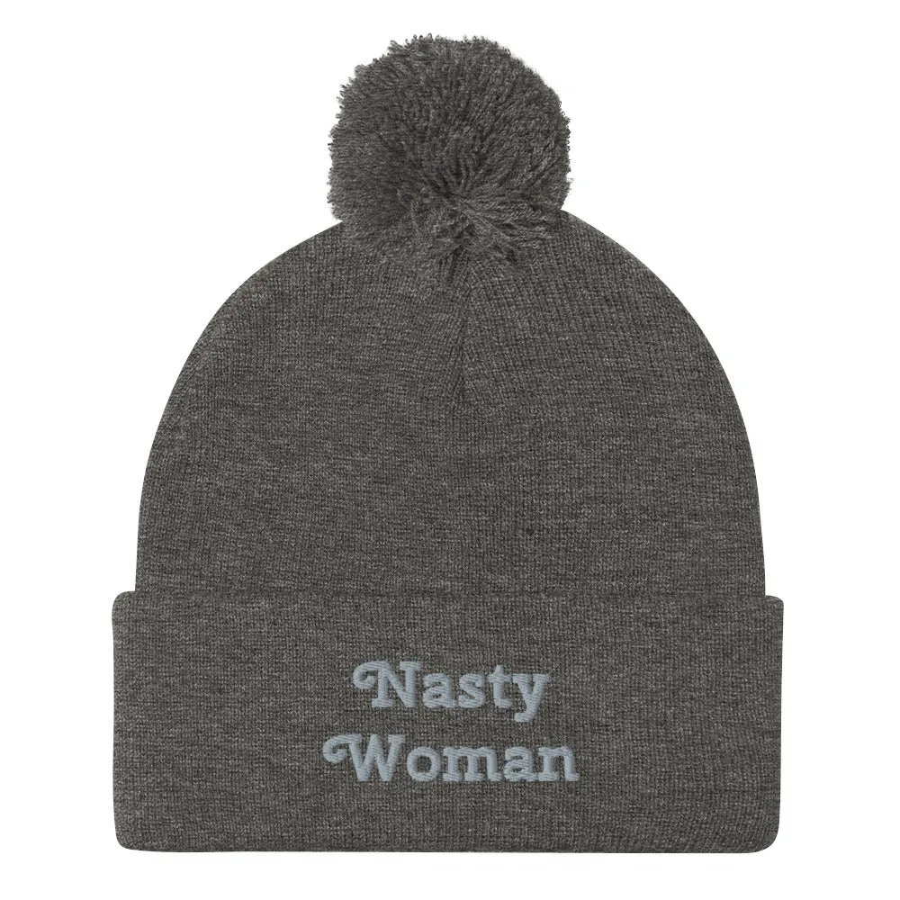 Nasty Women Pom-Pom Embroidered Beanie