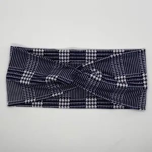 Navy Houndstooth Twist Headband