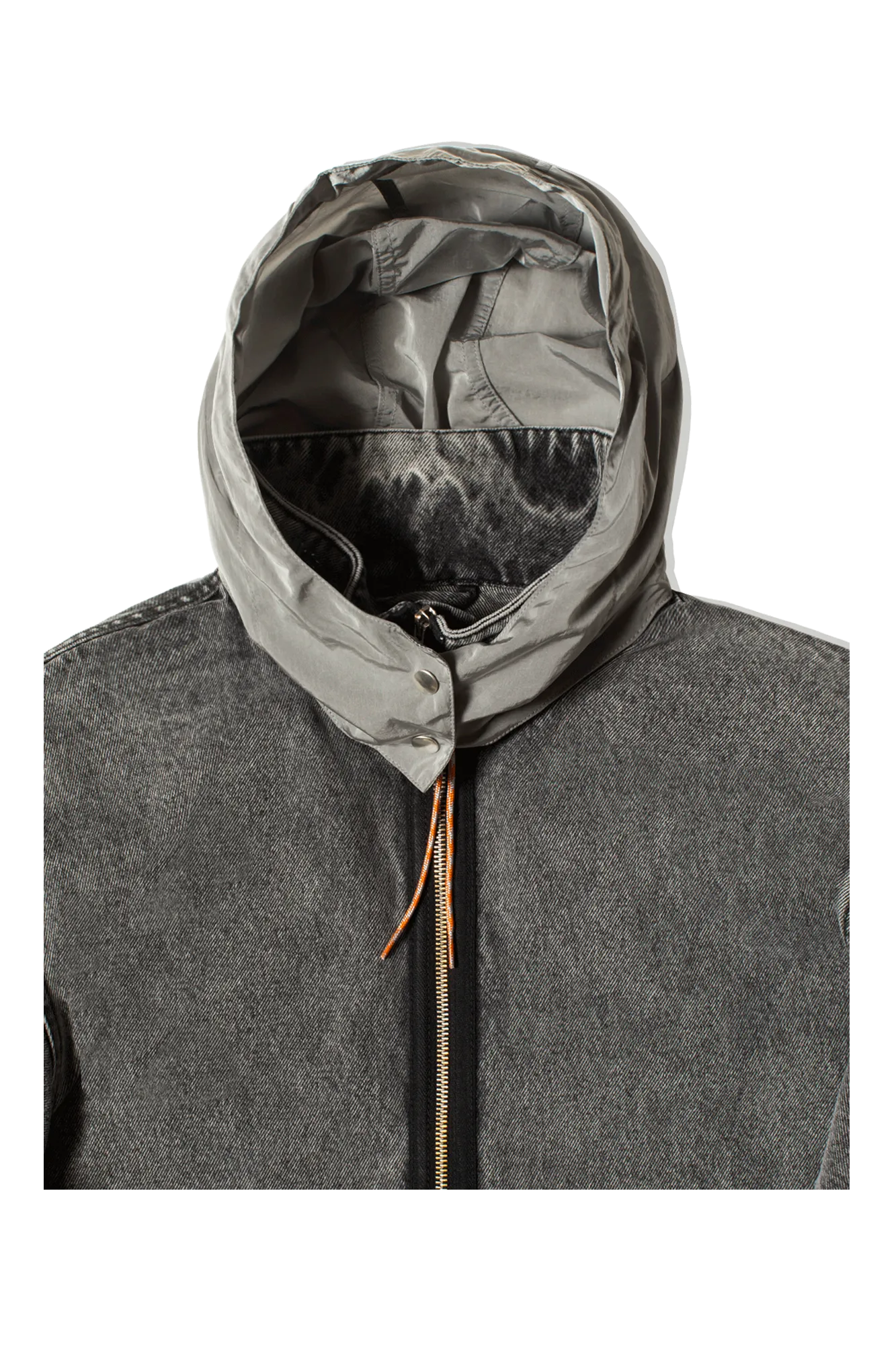 Nylon Hooded Denim Jacket