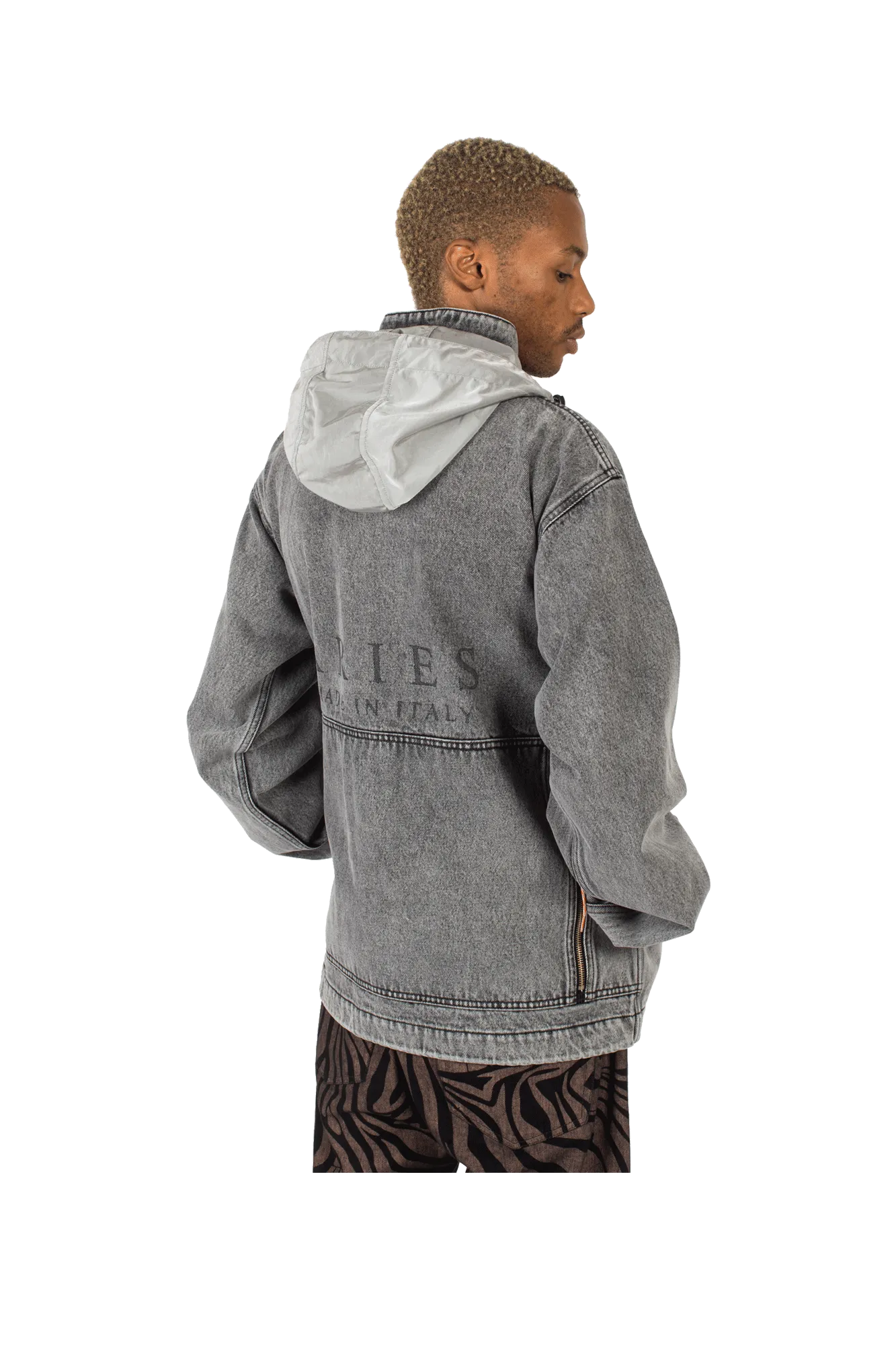 Nylon Hooded Denim Jacket