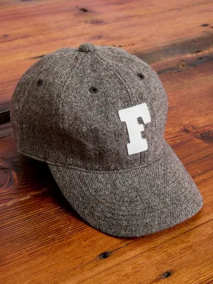 Patch Tweed Baseball Cap in Brown