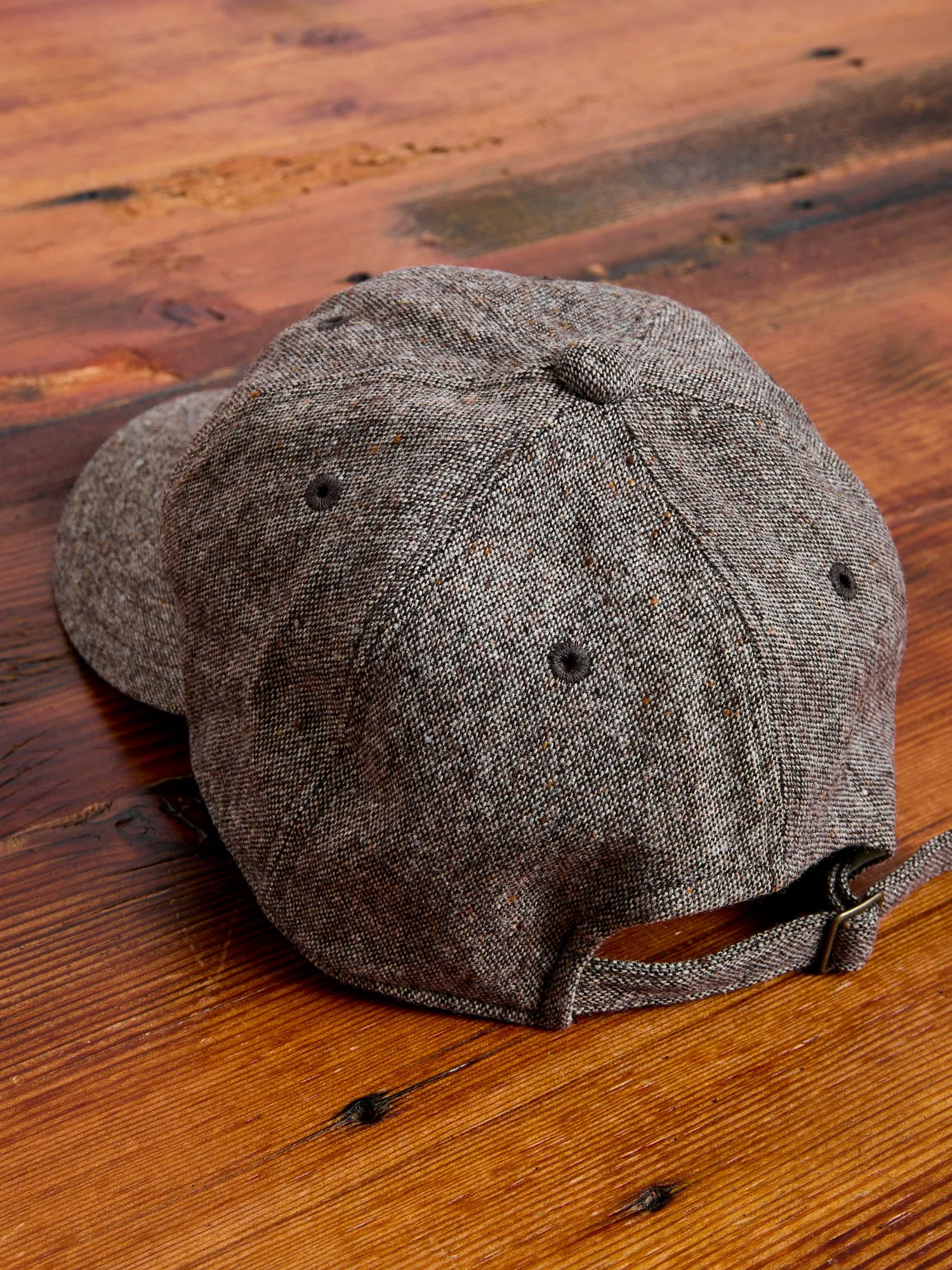 Patch Tweed Baseball Cap in Brown