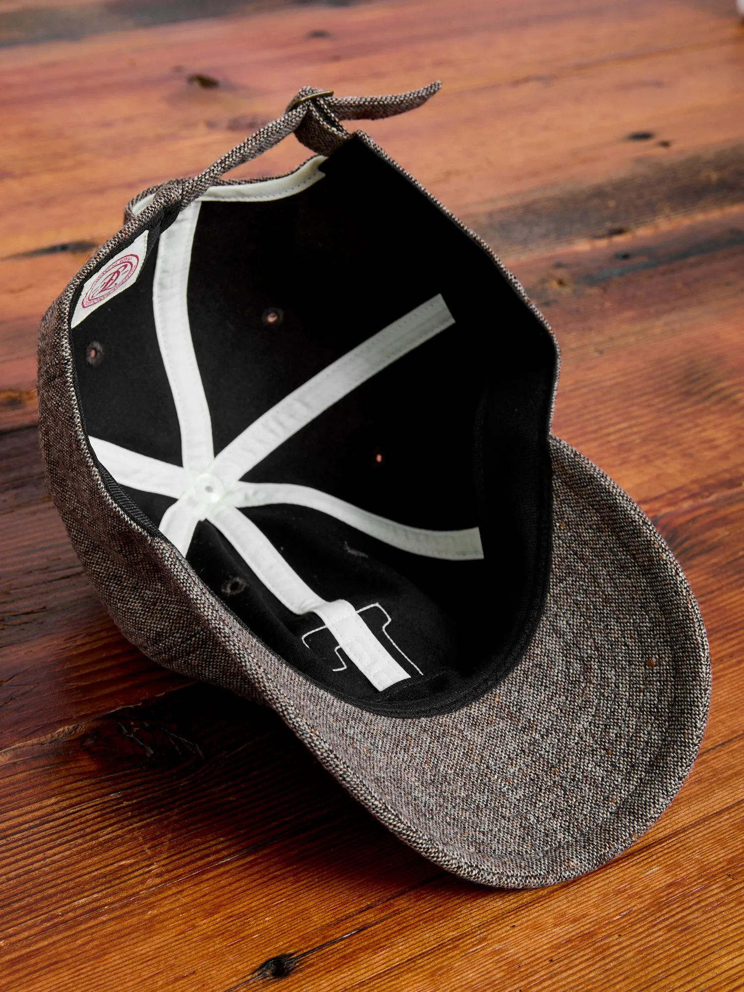 Patch Tweed Baseball Cap in Brown