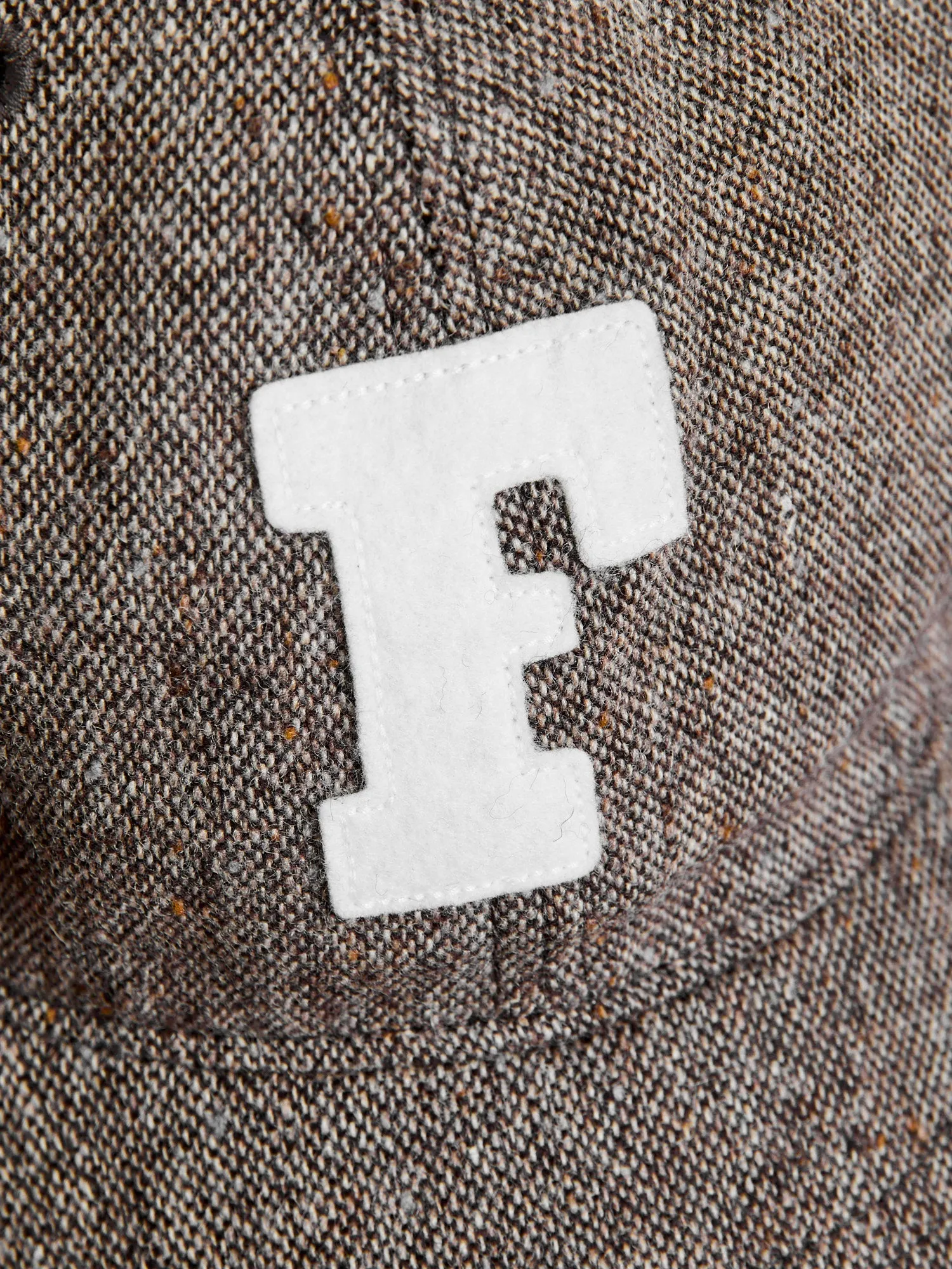Patch Tweed Baseball Cap in Brown