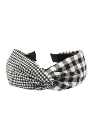 PLAID KNOTTED FABRIC COATED HAIR BAND