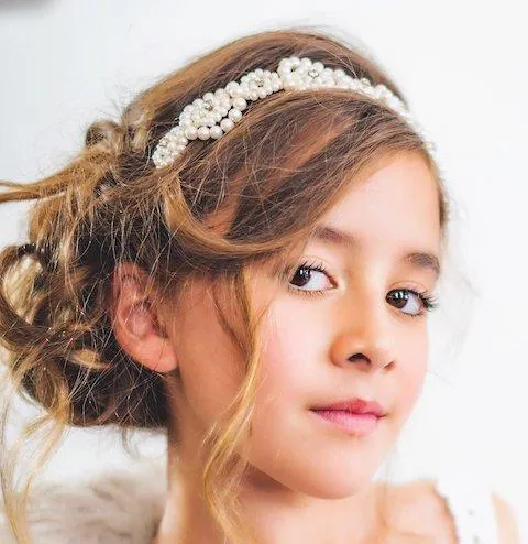 The Agatha Designer Pearl & Diamante Headband for Kids
