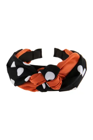 TWO TONE POLKA DOTS KNOTTED FABRIC HEADBAND