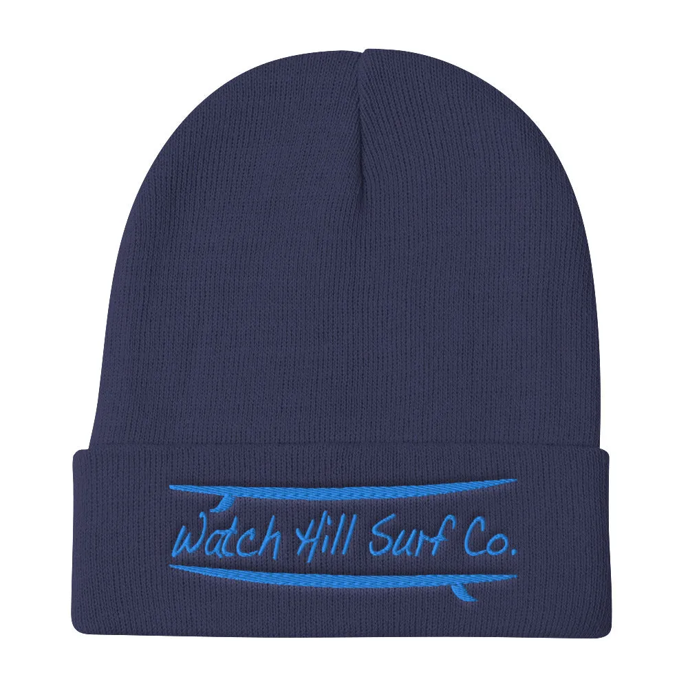 Watch Hill Surf Co. 'Parallel Boards' Embroidered Beanie (Blue)
