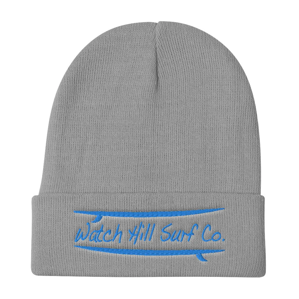 Watch Hill Surf Co. 'Parallel Boards' Embroidered Beanie (Blue)