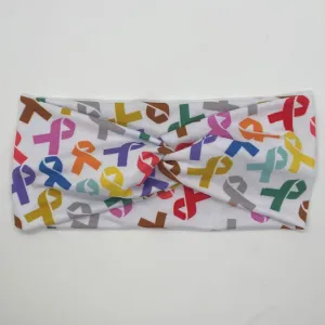 White Multicolor Ribbon Twist Headband