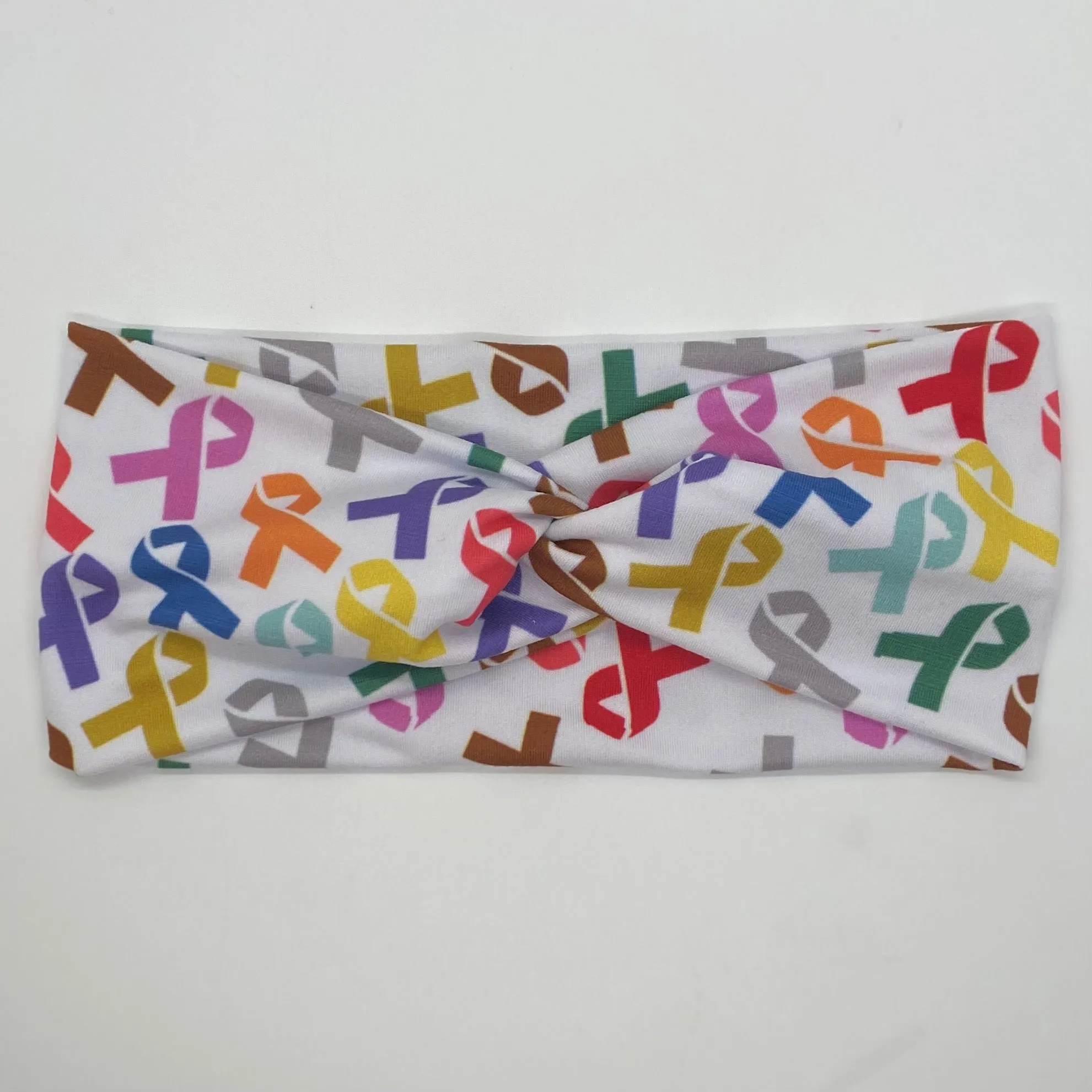 White Multicolor Ribbon Twist Headband