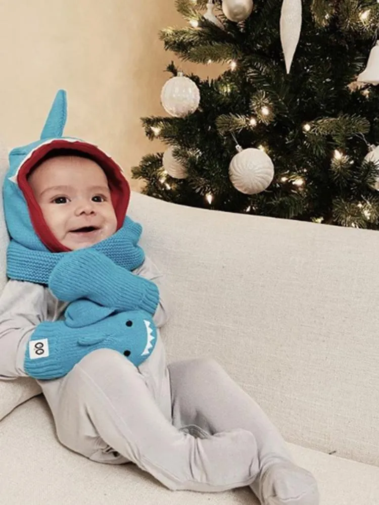 Zoocchini -  Kids Knit Mittens - Sherman The Shark