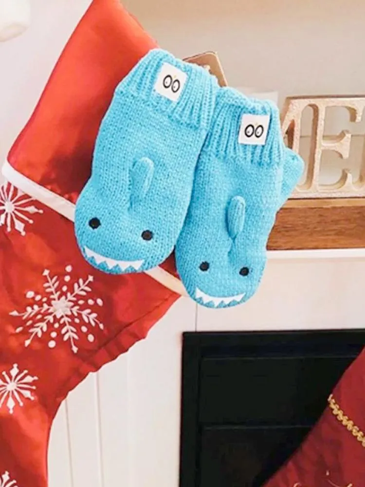 Zoocchini -  Kids Knit Mittens - Sherman The Shark